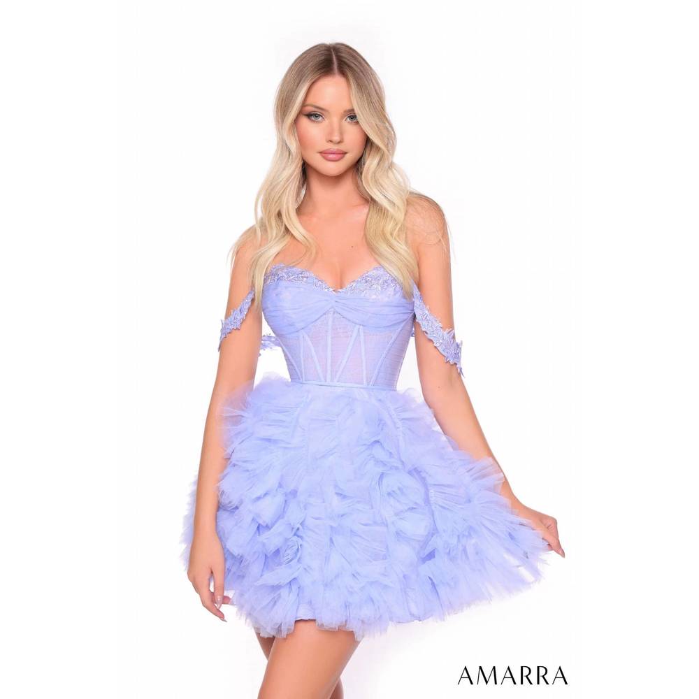 NEW AMARRA short ruffle corset dress in periwinkle